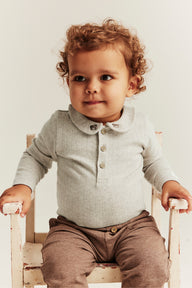 Baby beige bodysuit with fox embroidery