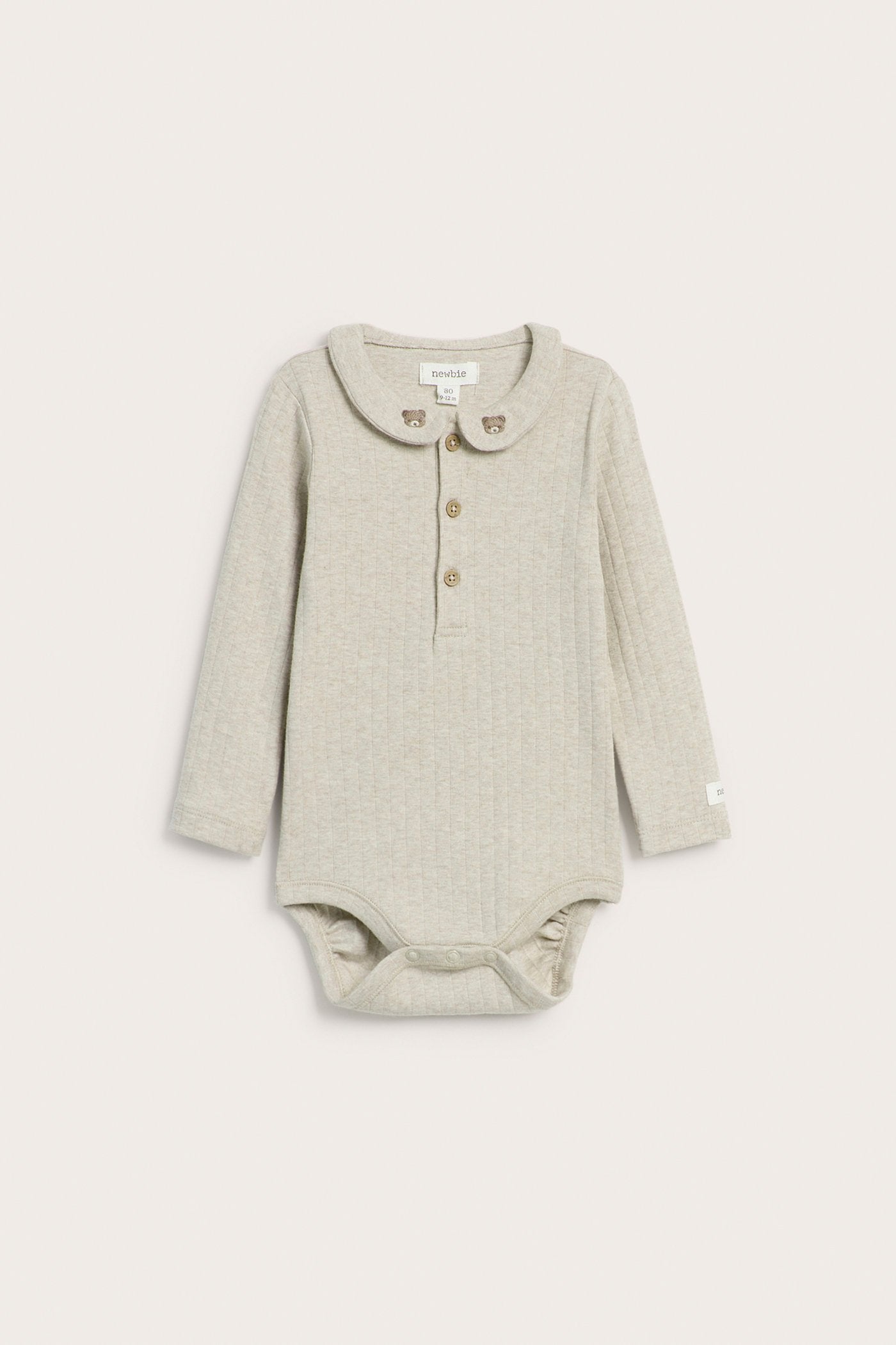 Baby beige bodysuit with fox embroidery