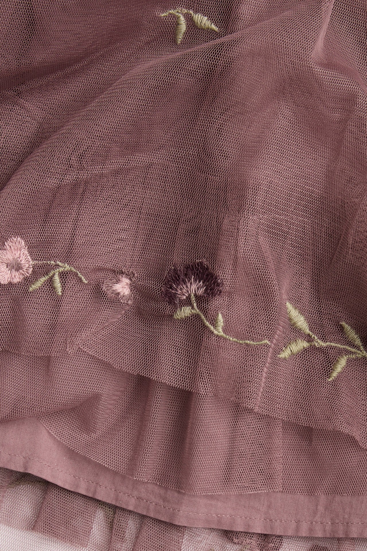 Baby pink floral mesh dress with embroidery