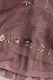 Baby pink floral mesh dress with embroidery