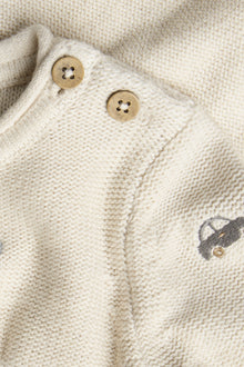 Baby beige knitted jumper with cars