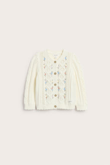 Baby white floral patterned knit cardigan