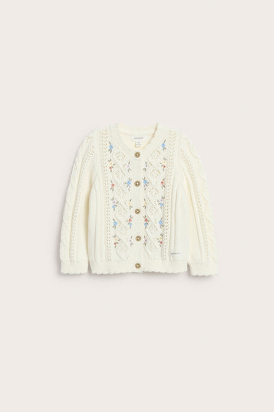 Baby white floral patterned knit cardigan