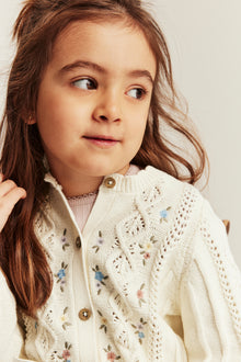 Baby & kids white floral patterned knit cardigan