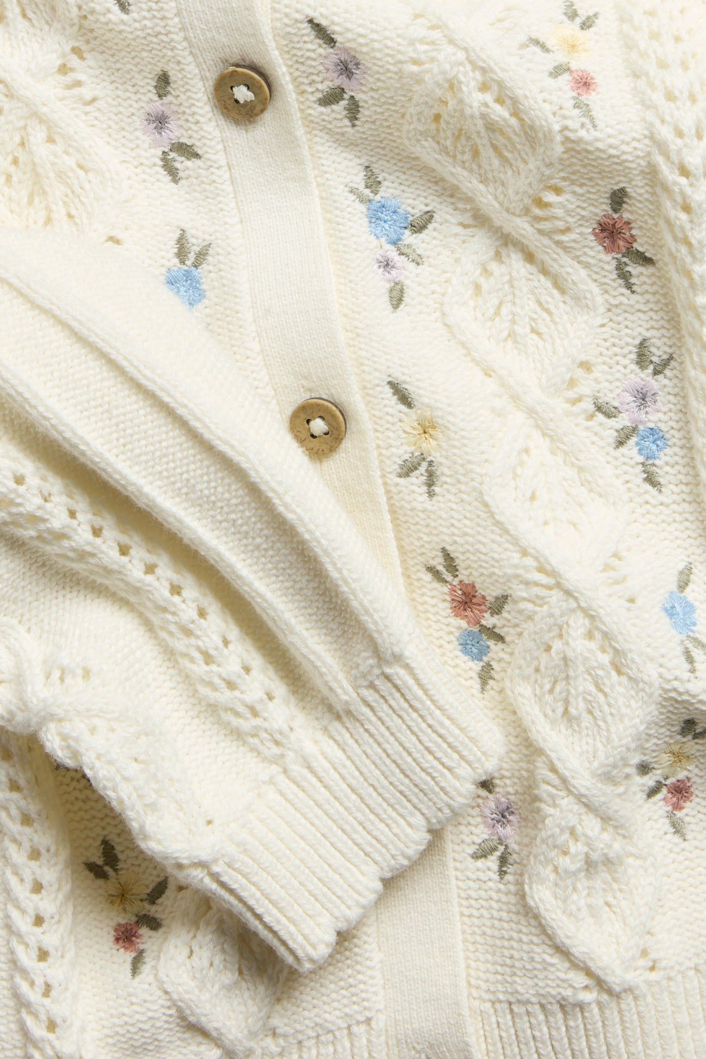 Baby & kids white floral patterned knit cardigan