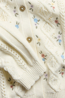 Baby & kids white floral patterned knit cardigan