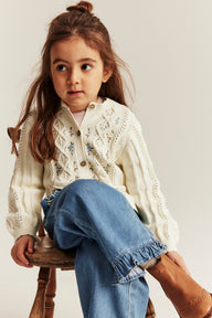 Baby & kids white floral patterned knit cardigan