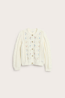 Baby & kids white floral patterned knit cardigan