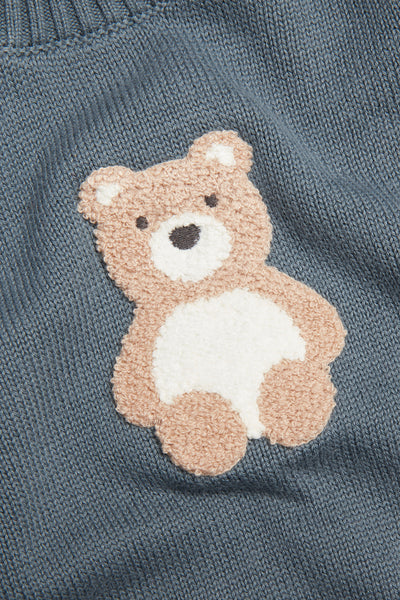 Baby & kids blue jumper with bear appliqué