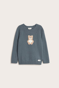 Baby & kids blue jumper with bear appliqué