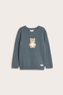 Baby & kids blue jumper with bear appliqué
