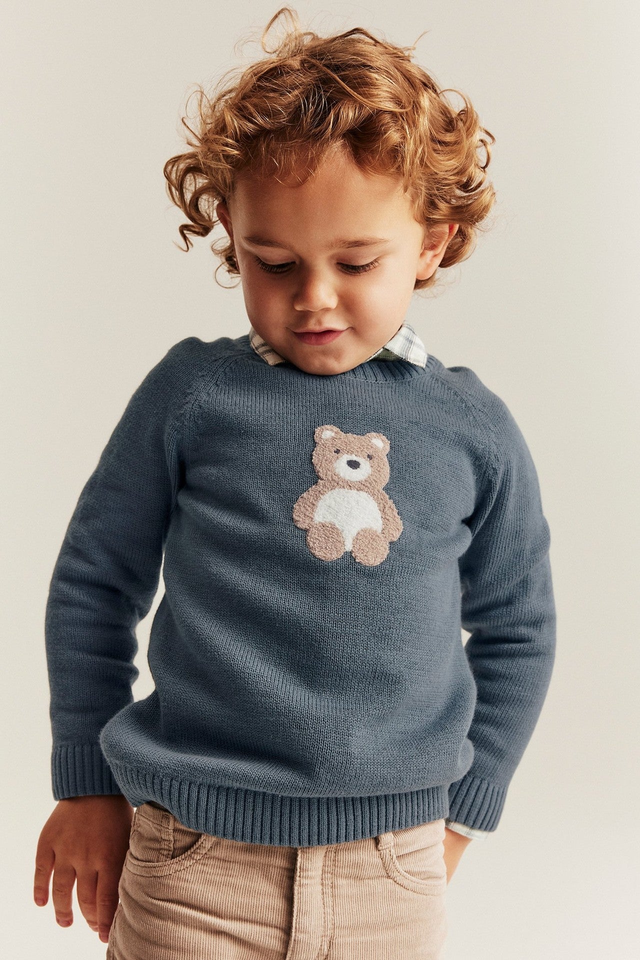 Baby & kids blue jumper with bear appliqué