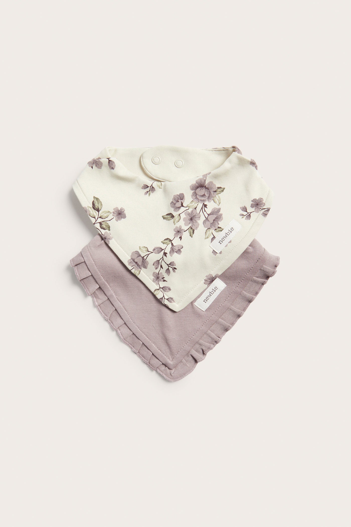 Baby lilac/beige floral bibs 2-pack
