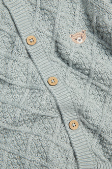 Baby green knitted teddy bear cardigan