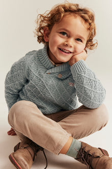 Baby & kids´ green knitted jumper with teddy bear