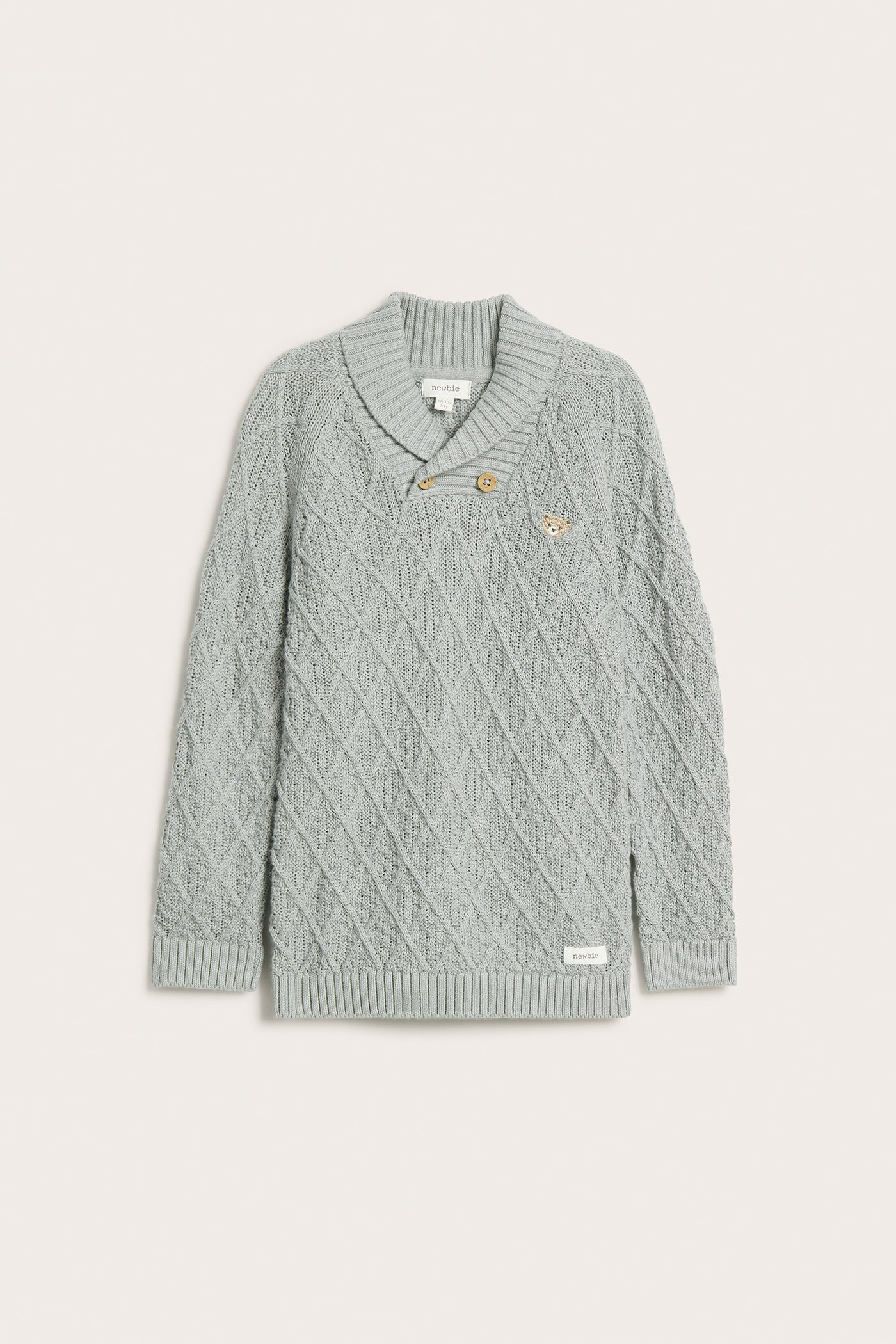 Baby & kids´ green knitted jumper with teddy bear