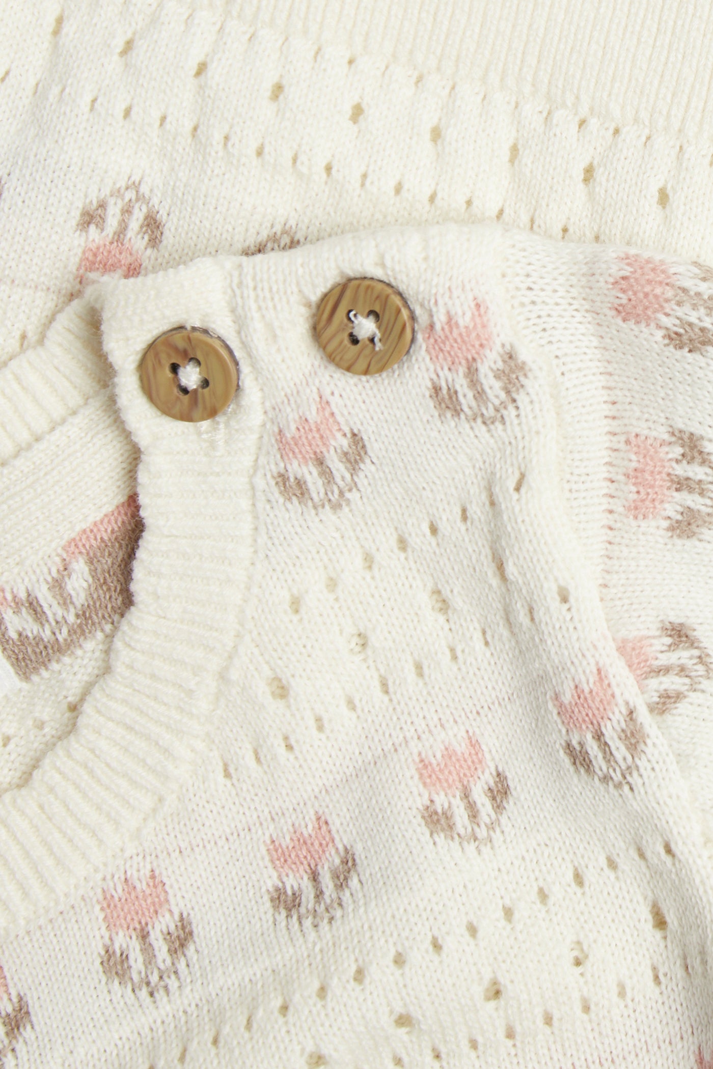 Baby white jacquard-knitted floral jumper