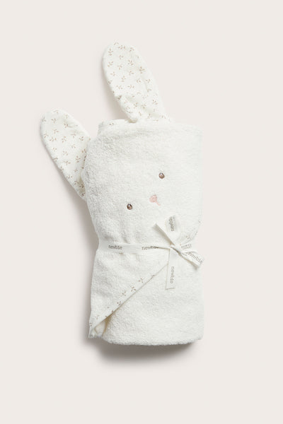 Hooded terry rabbit bath towel