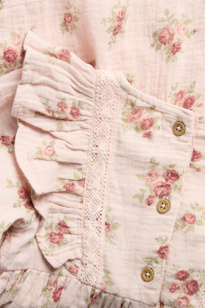 Baby pink floral dress with frills