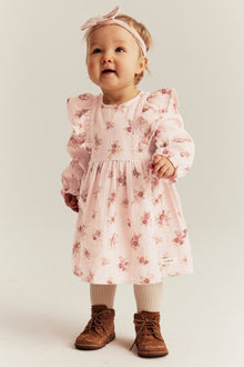 Baby pink floral dress with frills