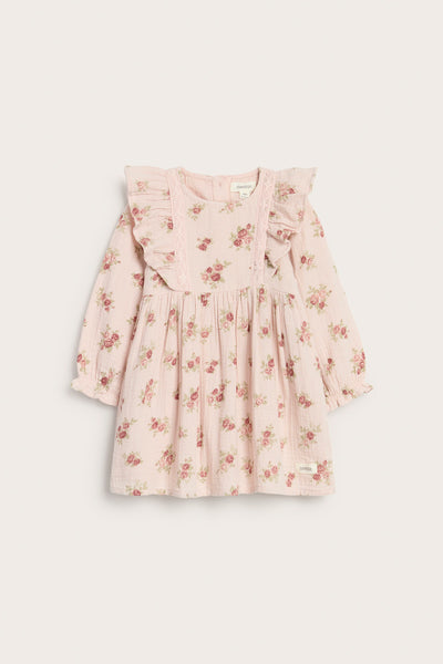 Baby pink floral dress with frills