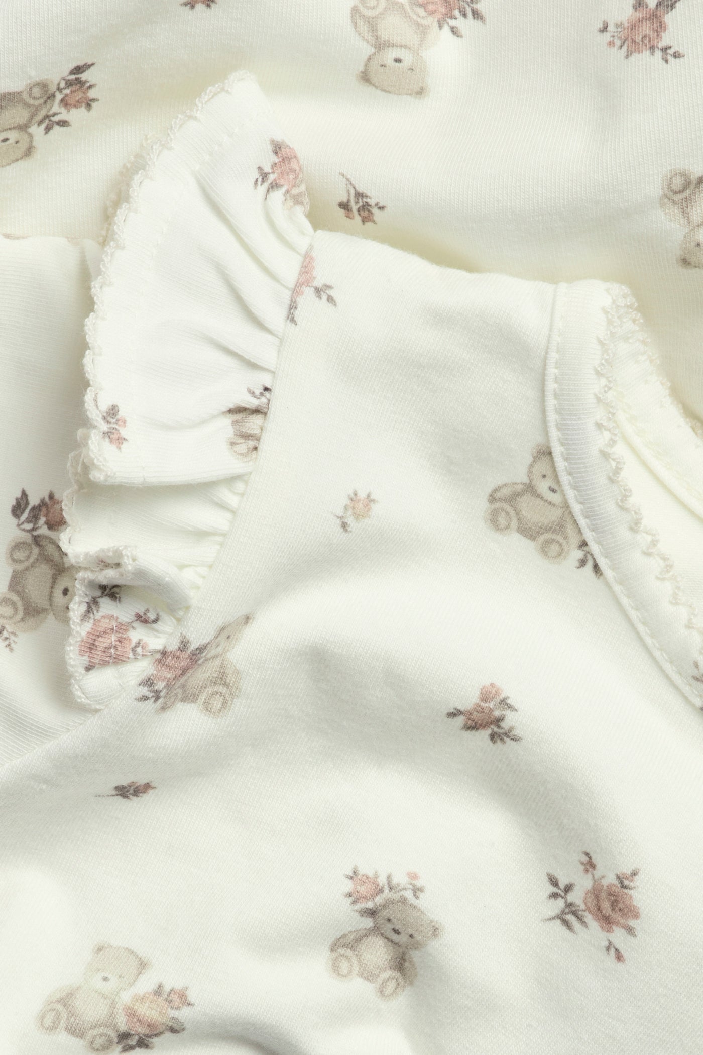 Baby white floral bear bodysuit