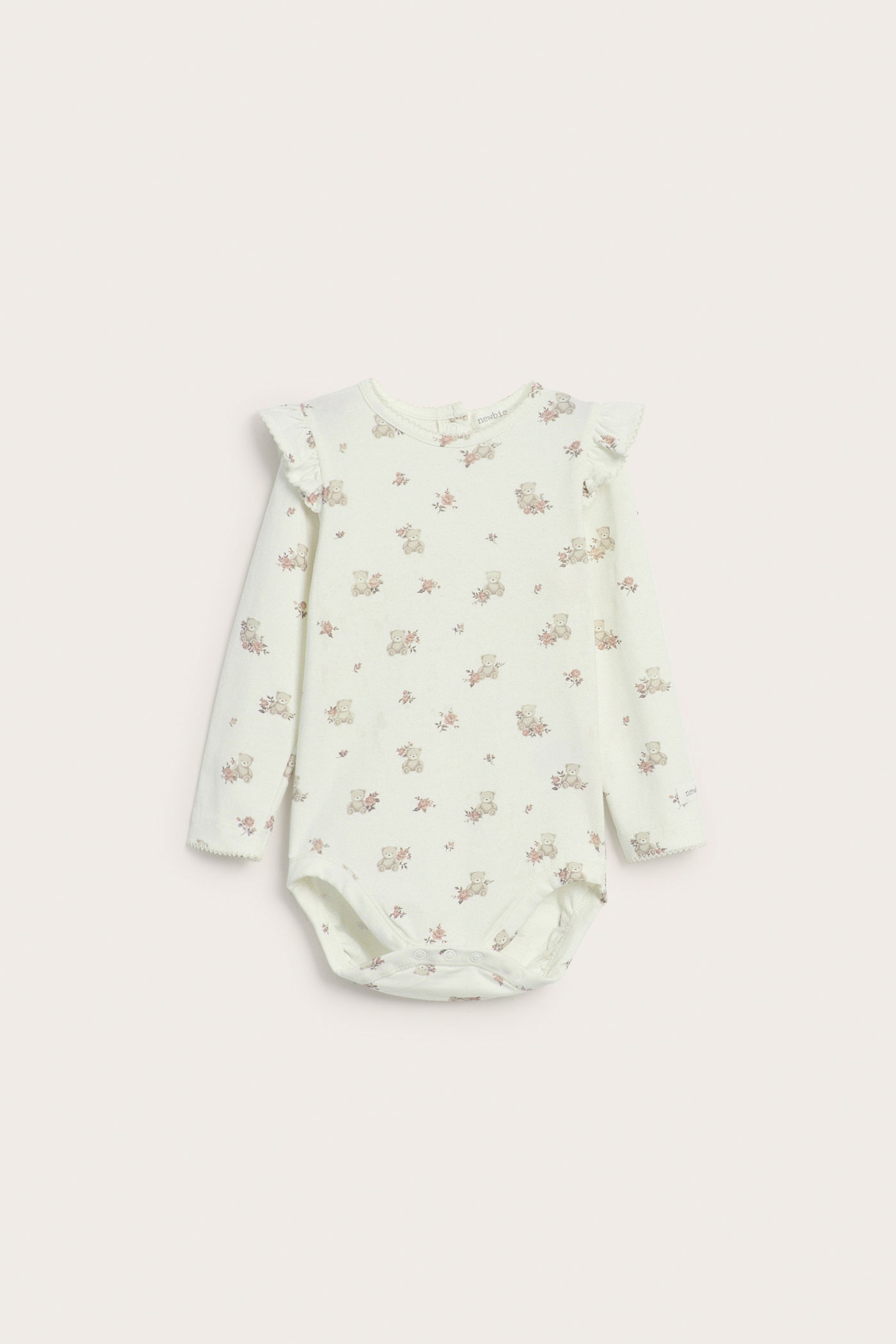 Baby white floral bear bodysuit