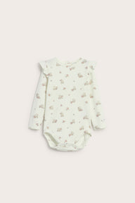 Baby white floral bear bodysuit