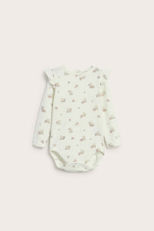 Baby white floral bear bodysuit