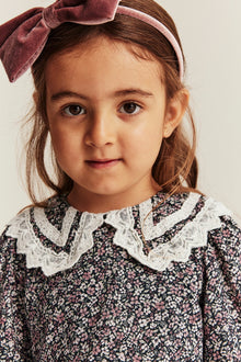 Kids black ditsy floral dress