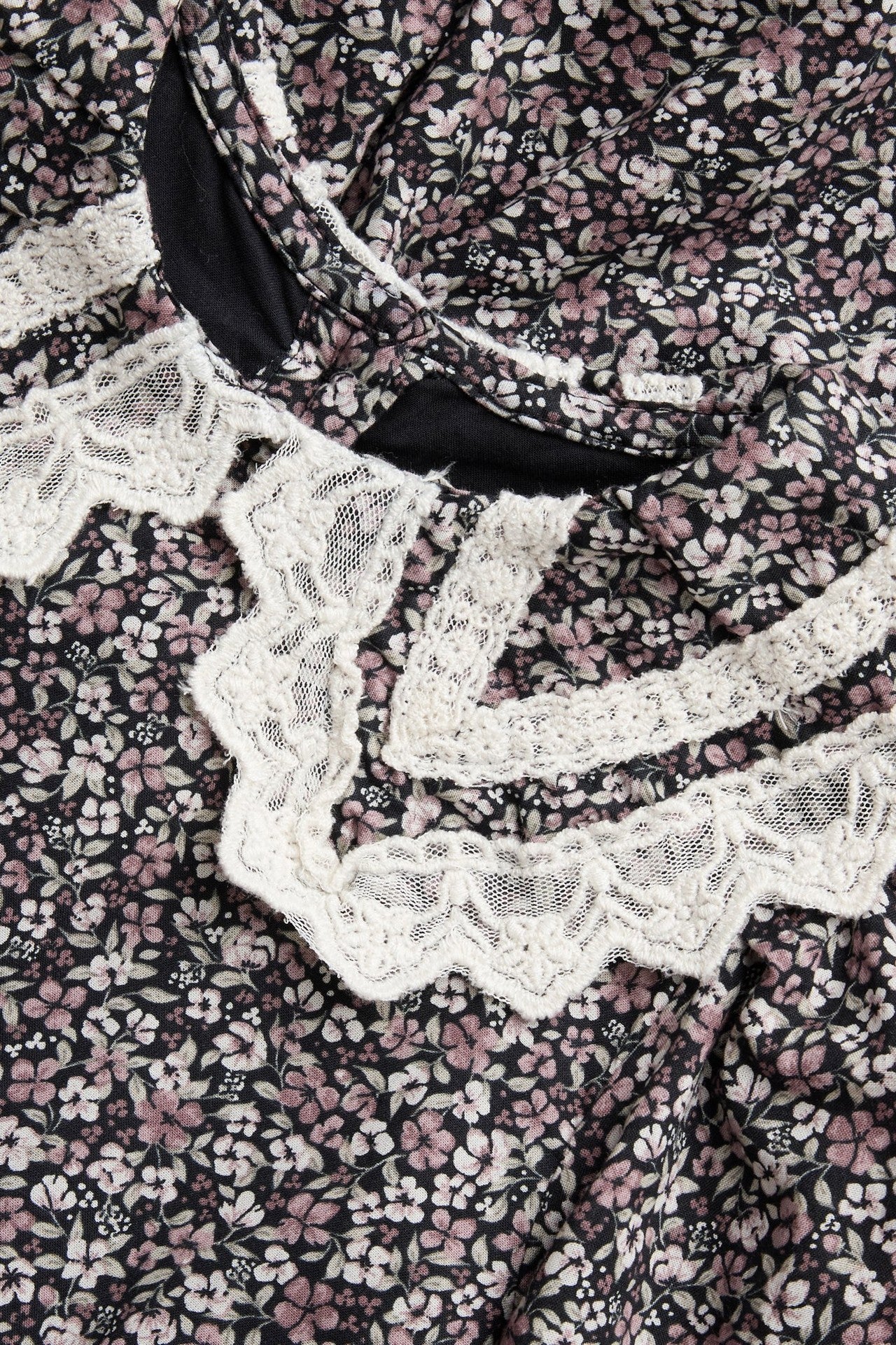 Kids black ditsy floral dress