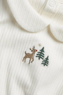 Baby white Christmas bodysuit with collar