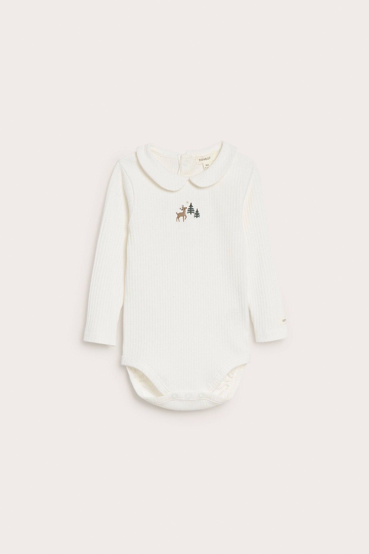 Baby white Christmas bodysuit with collar