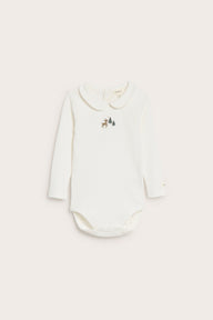 Baby white Christmas bodysuit with collar