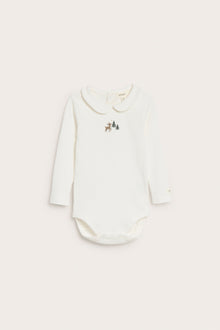 Baby white Christmas bodysuit with collar