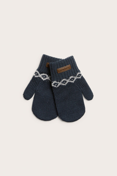 Kids´ blue knitted wool mittens