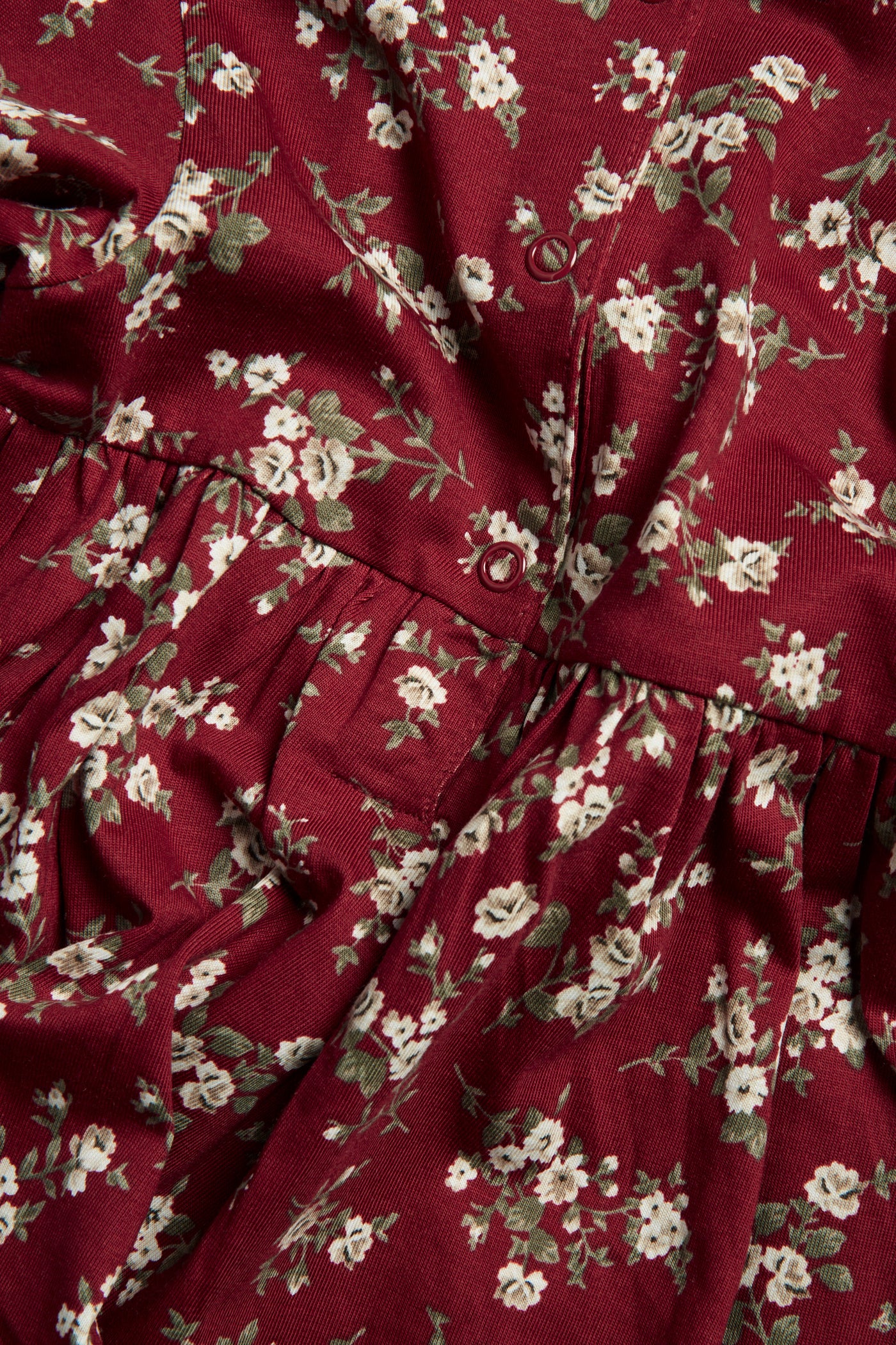 Baby red floral dress with puff sleeves