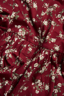 Baby red floral dress with puff sleeves