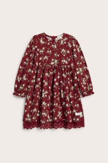 Baby red floral dress with puff sleeves