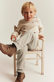 Kids´ beige woven conduroy trousers