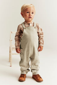 Baby beige textured dungarees