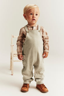 Baby beige textured dungarees
