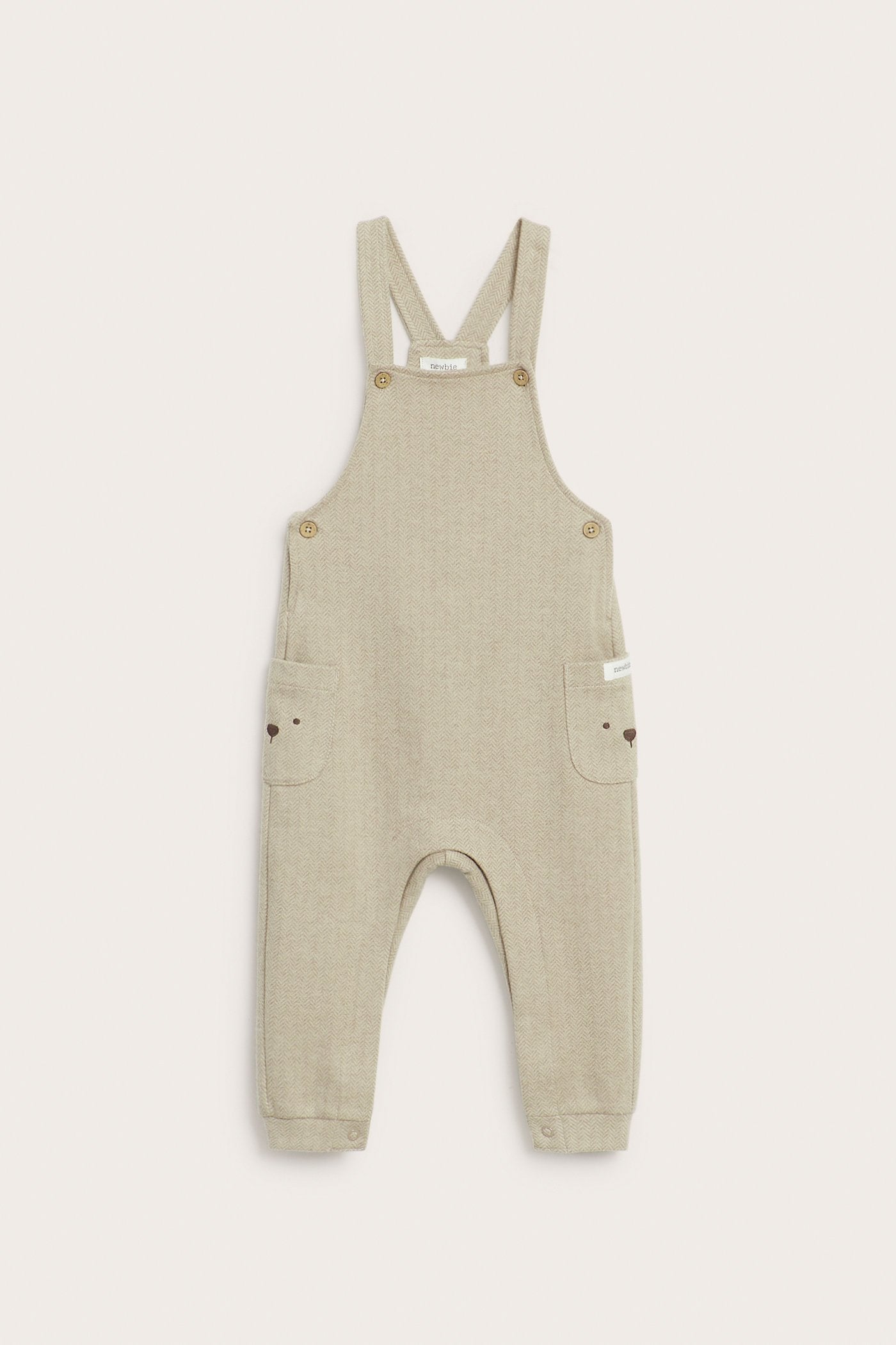 Baby beige textured dungarees