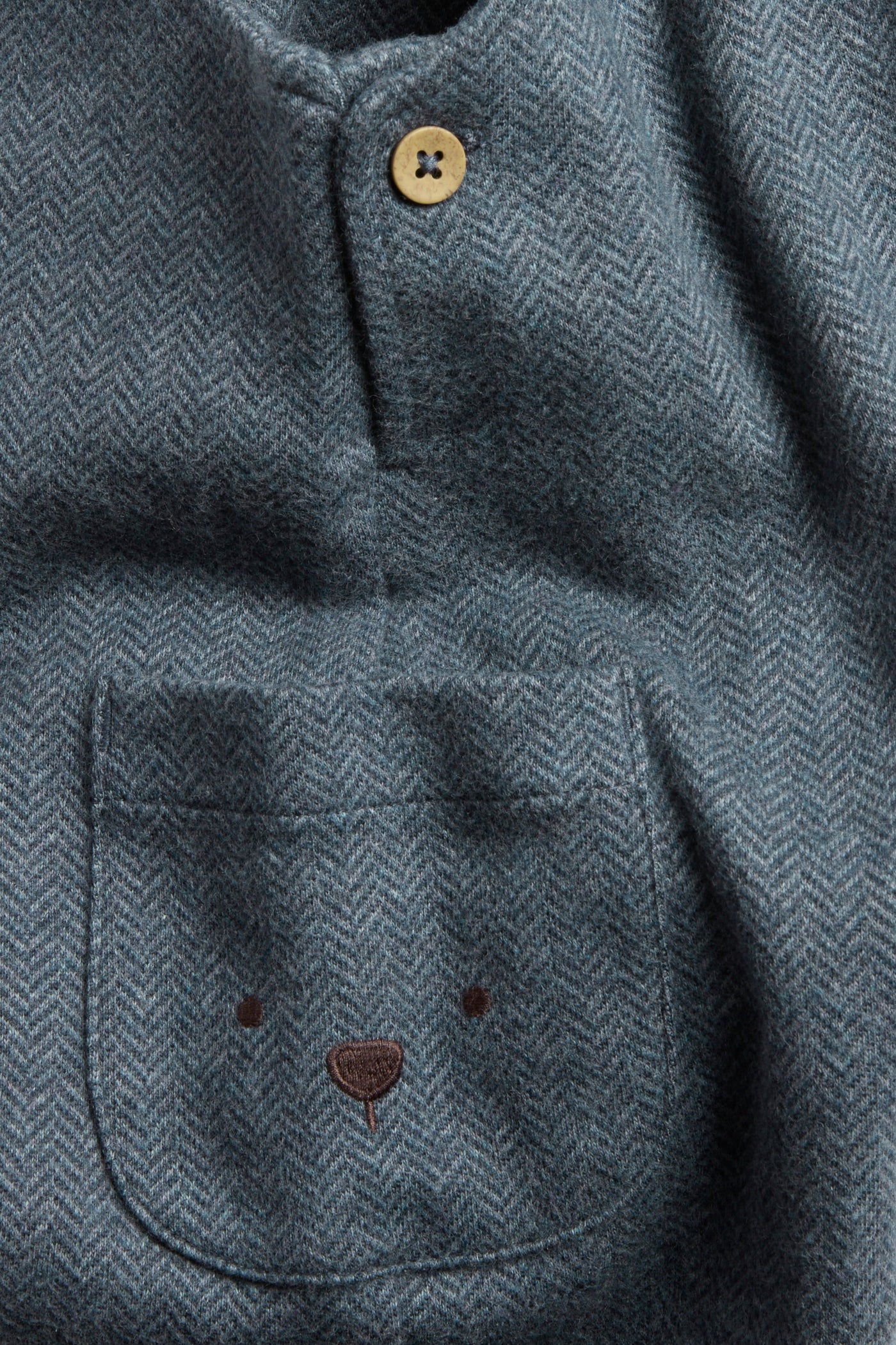 Baby blue dungarees in herringbone