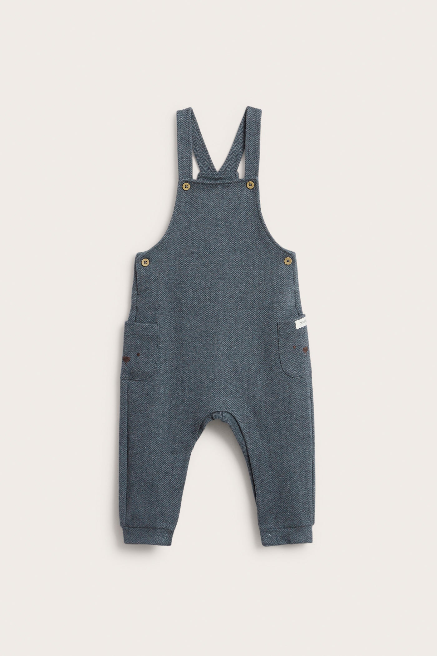 Baby blue dungarees in herringbone