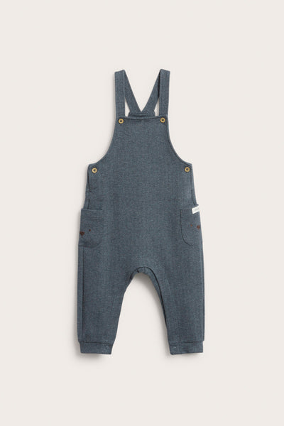 Baby blue dungarees in herringbone