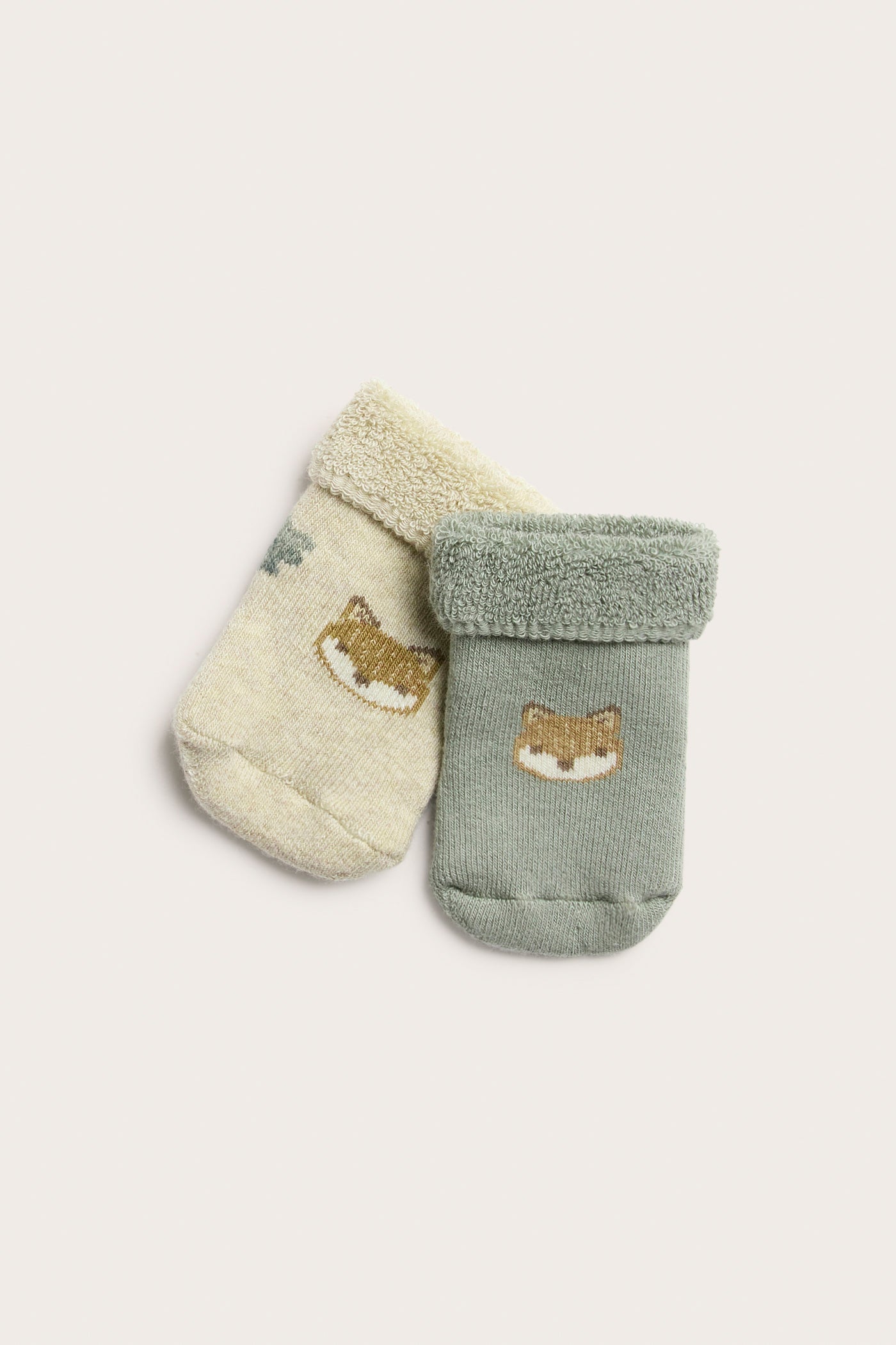 Baby green socks with foxes 2-pack
