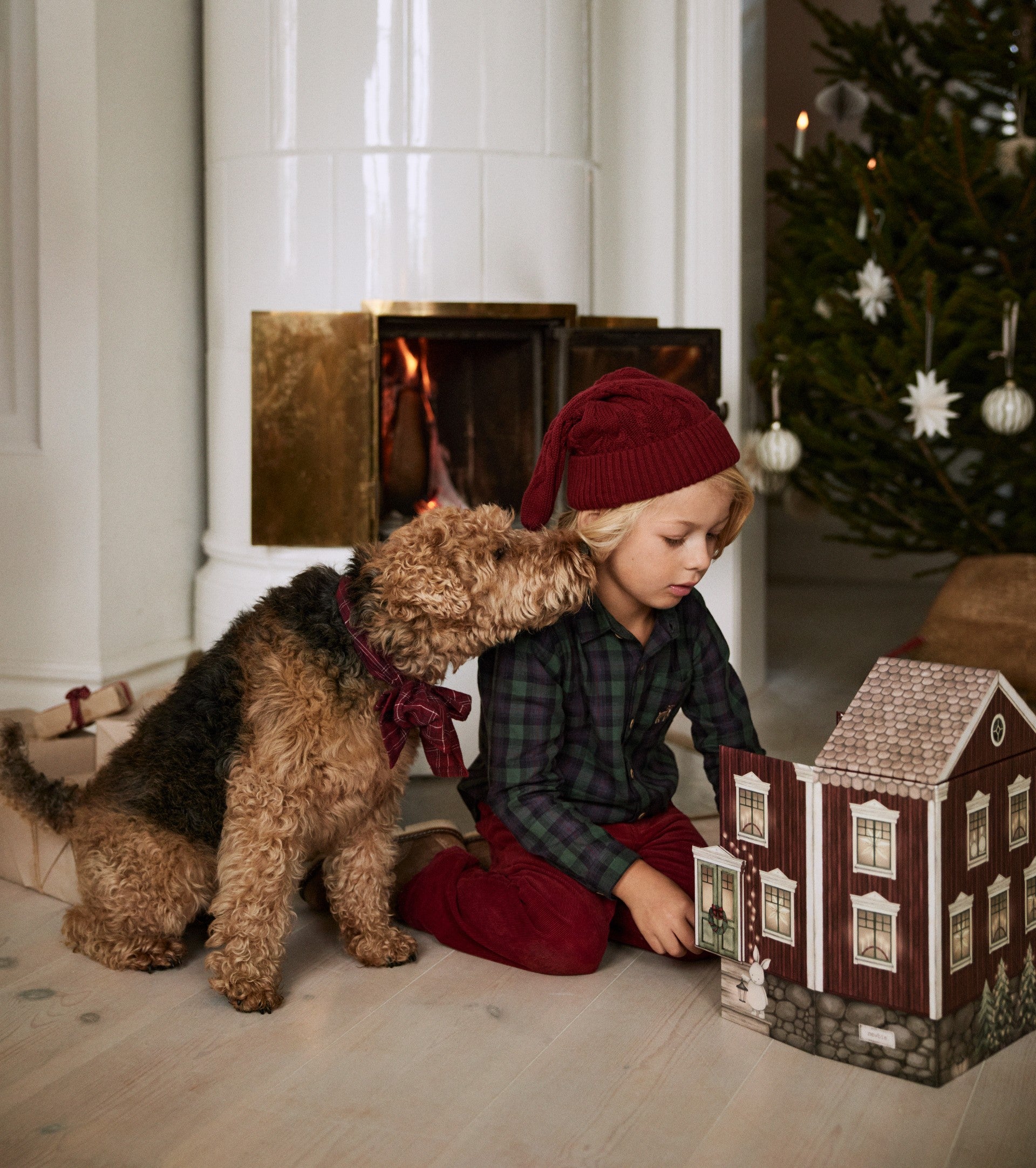 Baby and kids' red Advent calendar house