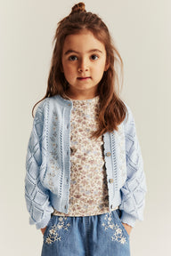 Baby & kids blue knitted cardigan with flowers