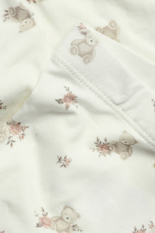 Baby white floral bear leggings